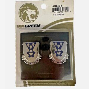 173rd Airborne The Rock Pin NIB Army Military Set of Two IRA GREEN